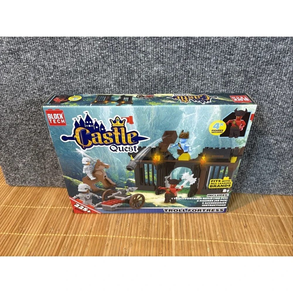 Block Tech Castle Quest Troll Fortress‎ 225pc & 8pc Figures Building Set Bundle